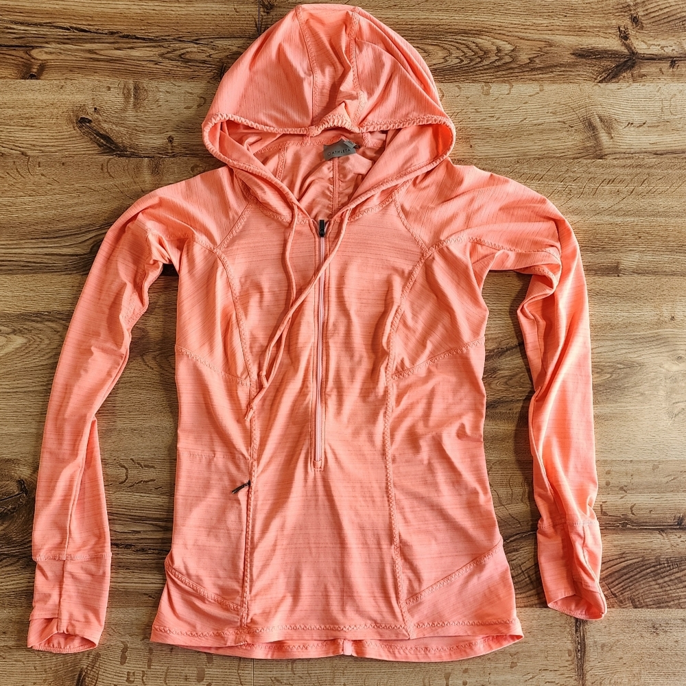 Athleta‎ Women's Hoodie Size M Pullover Long Sleeve Orange Running Stretch